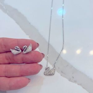 Swarovski Swan Crystal Earrings and Necklace Set